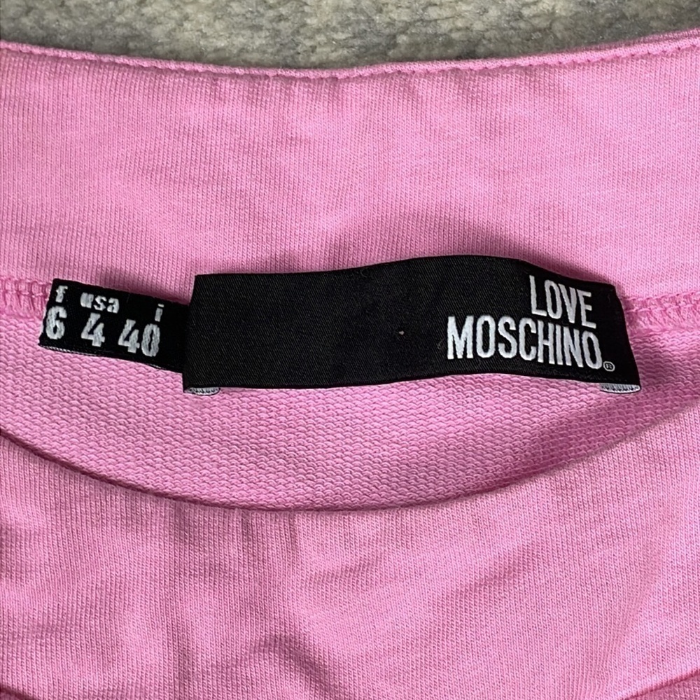 Love Moschino Abito Logo Tee T Shirt Dress in Pink Animal Print Heart Sz 4 - Picture 9 of 14